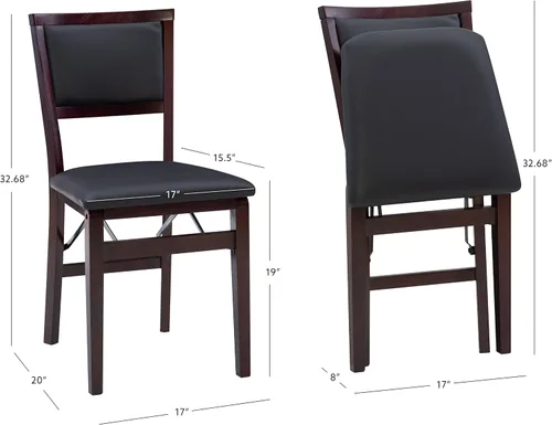Vista 3 de Linon Minix Dark Espresso Pad - Silla plegable en un juego de dos
