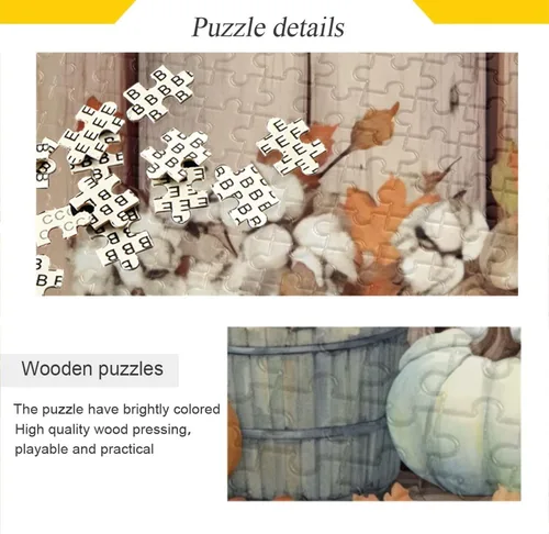 Vista 2 de Pumpkin Fall Jigsaw Puzzles 500 Pieces for Adults with Mesh Storage Bag 2011748