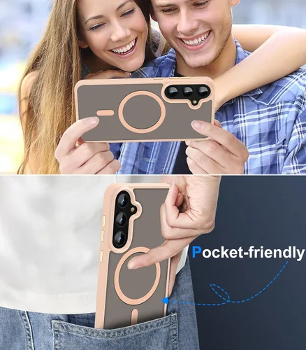 Vista 6 de Funda magnética avanzada para Samsung Galaxy S24, delgada, protectora, probada contra caídas de grado militar y compatible con MagSafe, translúcida