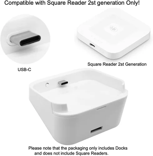 Vista 2 de Base compatible con Square Reader de 2ª generación, estación de acoplamiento USB, color blanco