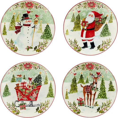 Vista 3 de Certified International Joy of Christmas - Juego de vajilla de 16 piezas, servicio para 4
