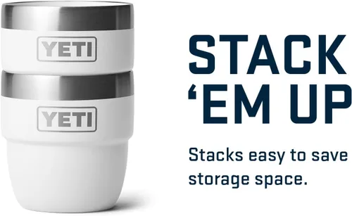 Vista 5 de YETI Rambler - Vaso apilable de 4 onzas, acero inoxidable, taza de café/espresso aislada al vacío, 2 unidades Blanco