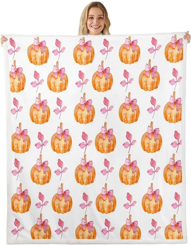 Vista 13 de Manfei Hello Fall Throw Blanket Pumpkin Maple Leaf Plaid Patchwork Fleece Blanket Autumn Theme Cozy Throws for Bed Couch Sofa,Kids Boys Girls Room