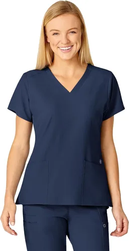 Vista 19 de Uniformes Médicos Wink para Mujer, W123, Blusas Estilizadas con Cuello en V y 5 Bolsillos Negro