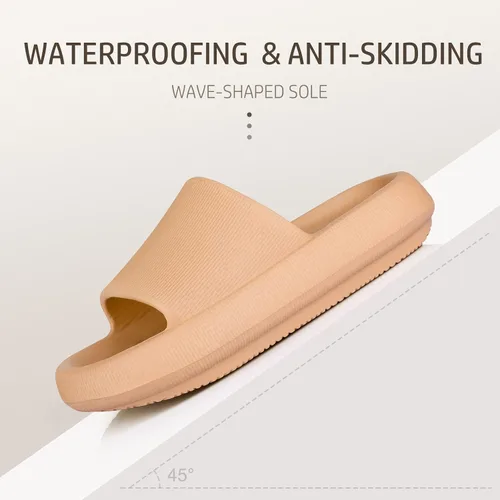 Vista 5 de Leevar Sandalias Cloud para mujeres y hombres, suaves, cómodas, relajantes, suela gruesa, antideslizantes, fáciles de limpiar, para ducha, natación