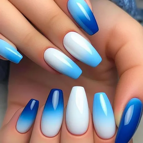 Vista 20 de MISUD Uñas a presión – Uñas con pegamento de almendras medianas con cromo, diseño de punta francesa acrílica, 24 piezas
