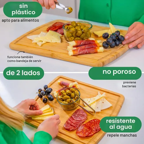 Vista 5 de GREENER CHEF Tabla de Cortar de Bambú de 15 Pulgadas con Reemplazos de por Vida - Tabla de Cortar de Madera Mediana para Cocina, Bloque