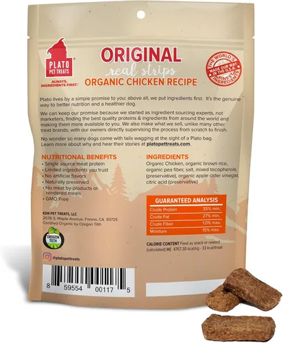 Vista 2 de PLATO Tiras Originales de Pollo Orgánico 170 g, marrón