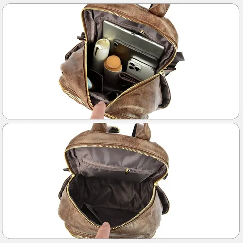 Vista 5 de ZOCILOR Mochila de moda para mujer, diseño multiusos, bolsos convertibles y bolsa de hombro, Camello
