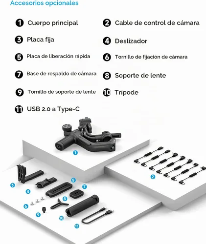Vista 7 de FeiyuTech SCORP 2 Estabilizador de cardán para cámara DSLR y sin espejo, seguimiento integrado de Al, estabilizador de cámara de 3 ejes compatible