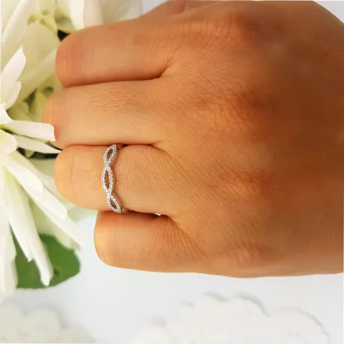 Vista 8 de Dazzlingrock Collection Anillo de aniversario de alianza de boda con diamantes redondos de 0.20 quilates (ctw), plata de ley