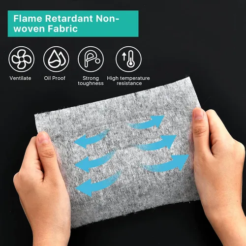 Vista 4 de 2 rollos de filtros para campana extractora, filtro de repuesto de tela no tejida con tiras adhesivas y bloque magnético, papel de filtro antiaceite