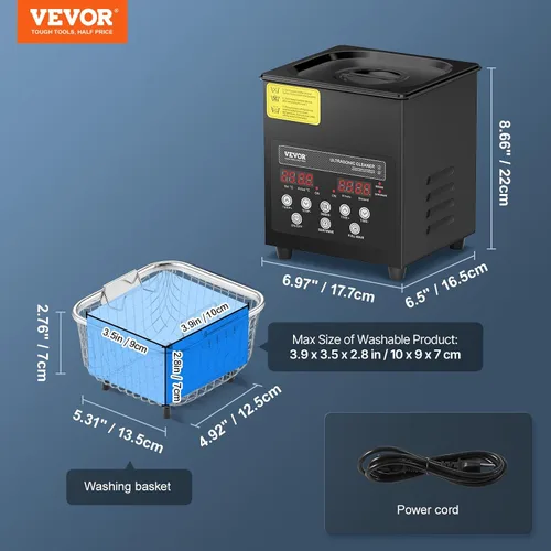 Vista 7 de VEVOR Limpiador Ultrasónico 2L, Máquina de Limpieza Sónica Digital de 60W con Modo Suave y Degasificación Mejorada, Limpiador Ultrasónico de 40kHz