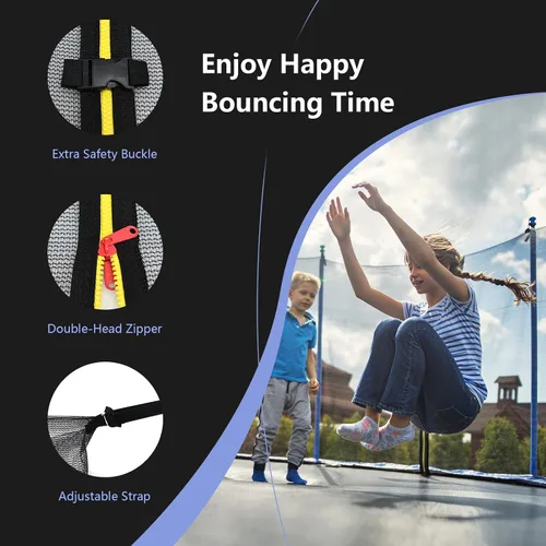 Vista 4 de Goplus Trampoline Net Replacement for 8FT 10FT 12FT 14FT 15FT 16FT Round Frame Trampolines, Weather-Resistant Breathable Safety Enclosure Net with