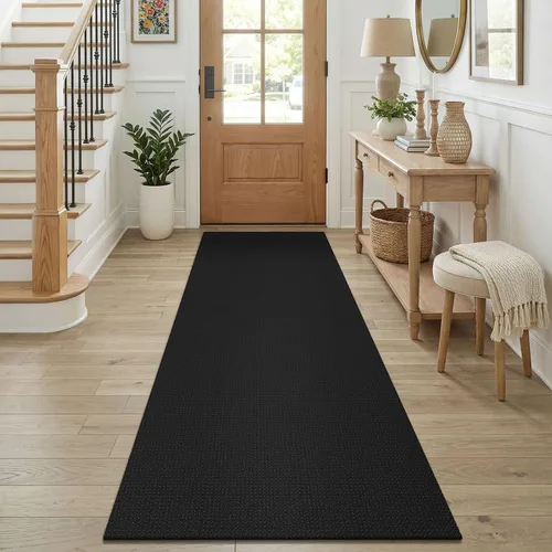 Vista 81 de KOZYFLY - Tapete para puerta de interior, lavable, pequeña, antideslizante, con respaldo de goma, felpudo de algodón para el hogar, color negro