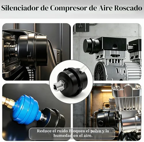 Vista 5 de 2 silenciadores de compresor de aire de rosca de 1/2 pulgada, filtro de admisión de compresor de aire, accesorios de 0.787 in para generadores