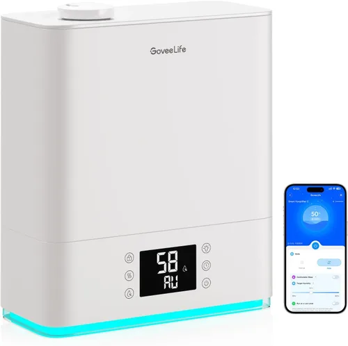 Vista 9 de GoveeLife Humidificadores Inteligentes para Dormitorio Habitación Grande, Humidificador de Aire WiFi de Niebla Fría de Llenado Superior de 6L, Modo
