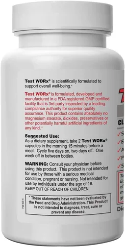 Vista 3 de Superior Labs, Test Worx Suplemento estimulante de testosterona (60 cápsulas)