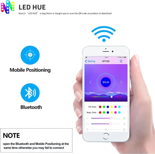 Vista 2 de Paquete de 1 controlador LED Sp110e para luces de tira LED Ws2812b Ws2811 WS2812B WS2811 Controlador Bluetooth LED direccionable App Control remoto