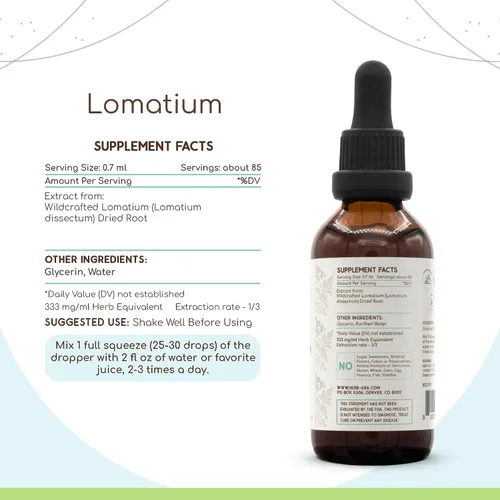 Vista 3 de HerbEra Lomatium B60 - Tintura de extracto de hierbas sin alcohol, gotas líquidas concentradas naturales Lomatium Dissectum 2 fl oz