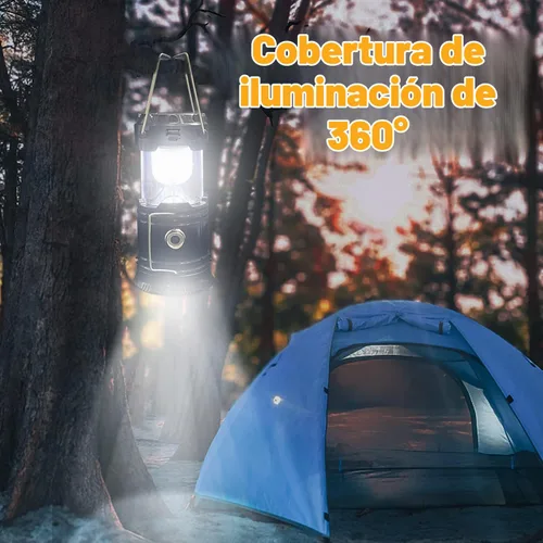 Vista 2 de Linterna LED plegable portátil para campamento, XTAUTO ligera, impermeable, solar, recargable, USB, kits de supervivencia para interiores