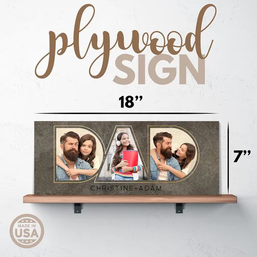 Vista 5 de Regalos para papá de hija, hijo – Dad Photo Sign personalizado con imágenes de niños – 11 x 5 pulgadas y 18 x 7 pulgadas – 10 colores de fondo