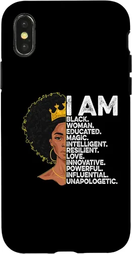 Vista 4 de Funda para iPhone 15 con texto en inglés "I Am Black Woman Educated Black History Month Black Girl