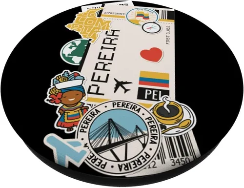 Vista 2 de Etiquetas de aeropuertos y aerolíneas - Tarjeta de embarque de Pereira PopSockets Standard PopGrip