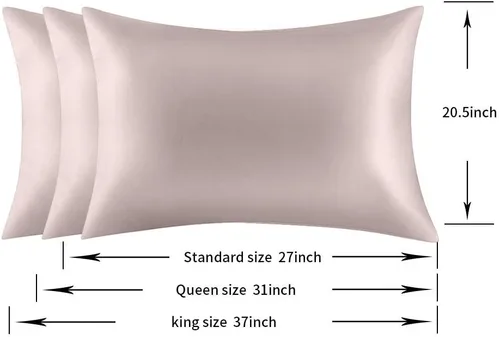 Vista 4 de Jocoku Juego de 2 fundas de almohada 100% seda de morera para cabello y piel, súper suaves y transpirables, tamaño estándar de seda natural Gris