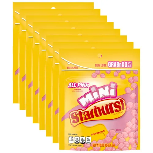 Vista 6 de STARBURST FaveREDS Minis - Caramelos masticables de frutas, 8 onzas (paquete de 8) - Delicioso Starburst, mini caramelo a granel, caja a granel