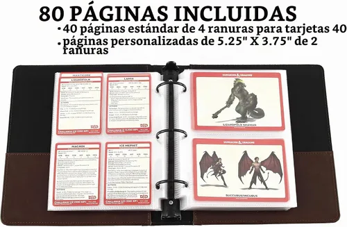 Vista 3 de Forged Dice Co. Curiosities Cache - Carpeta organizadora de tarjetas y tarjetas hechizas con páginas, color marrón oscuro, 9.5 x 8 x 2 pulgadas