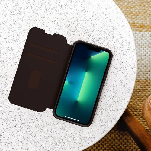 Vista 2 de OtterBox Funda para iPhone 13 Pro (solamente) Strada Series - Espresso, tarjetero, piel auténtica, apta para bolsillo, funda tipo folio
