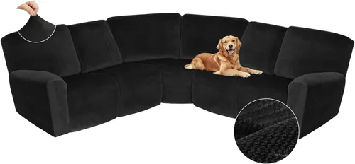 Vista 383 de Arfntevss Fundas de sofá seccional reclinable de terciopelo, Funda de sofá seccional de esquina para sofá reclinable, Funda elástica suave
