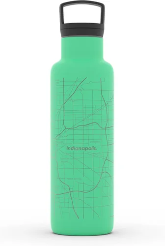 Vista 40 de Well Told Botella de agua aislada con mapa de Washington DC grabado, botella de acero inoxidable grabada (21 onzas, blanco) botella aislada de mapa