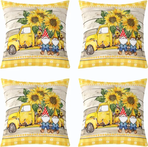 Vista 9 de Fundas de almohada de gnomo de tulipán, fundas de almohada florales de mariposa para sofá de cama del hogar, fundas de almohada cuadradas