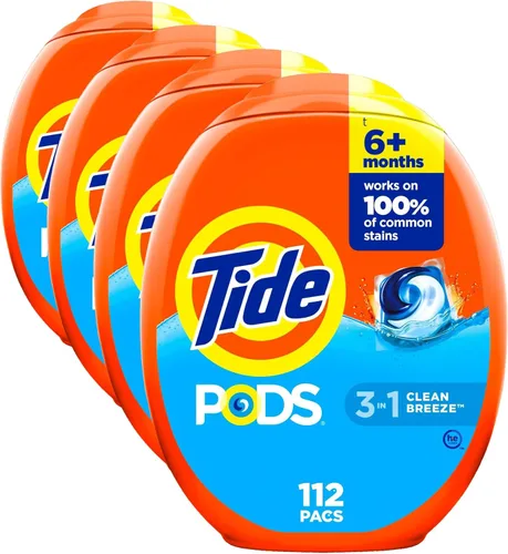 Vista 18 de Tide PODS cápsulas de detergente para lavandería, removedor de manchas 3 en 1, combatiente de olores, protector de color, 76 unidades, compatible
