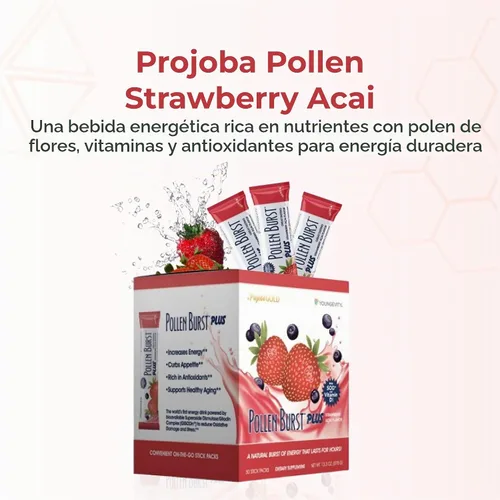 Vista 2 de Youngevity Pollen Burst Strawberry Acai Energy Drink Mix, caja de 30