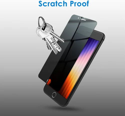Vista 5 de JETech Protector de pantalla de privacidad para iPhone SE 3 (3ª edición 2022) de 4.7 pulgadas, película de vidrio templado antiespía, compatible