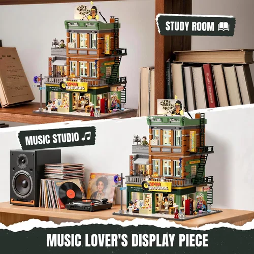 Vista 7 de LUMIBRICKS Record Store - Juego de ladrillos de construcción de iluminación