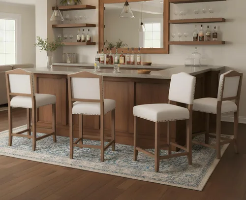 Vista 11 de EALSON Taburetes de Bar Estilo Granja Juego de 2 Taburetes de Mostrador de Altura de Cocina con Respaldo Sillas de Bar de Madera Modernas de 26 in