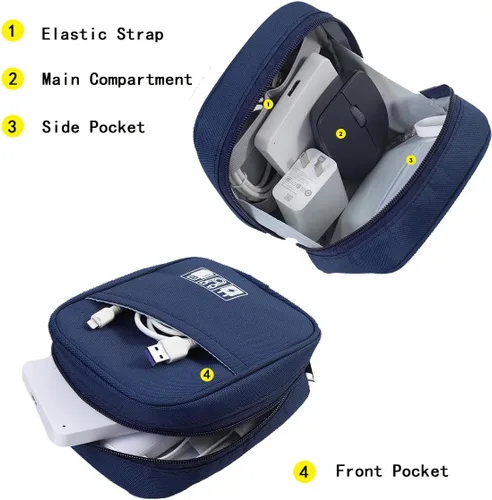 Vista 6 de E-Tree Bolsa de almacenamiento para pequeños dispositivos electrónicos y accesorios, bolsa técnica, funda organizadora electrónica compatible