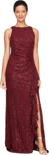 Vista 12 de Alex Evenings Women's Long Sleeveless Mother of the Bride Dress W/Cascade Ruffle & Front Slit (Petite and Regular Sizes)