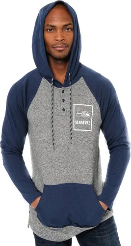 Vista 9 de Ultra Game - Sudadera con capucha de vellón para hombre con cuello Henley de la NFL Negro