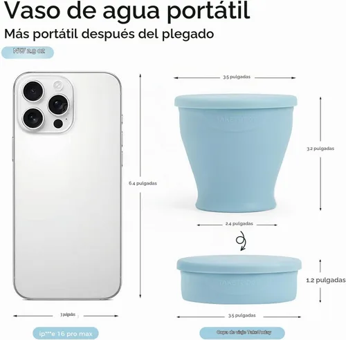 Vista 4 de TakeToday Vaso plegable de 8 oz, paquete de 2 para viajes, azul y melocotón