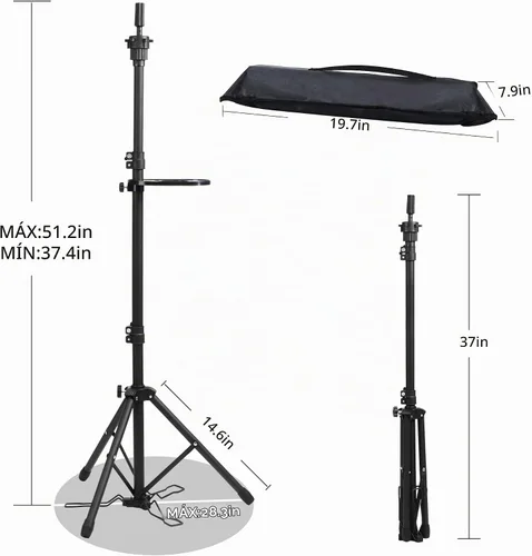 Vista 5 de Klvied Soporte para peluca con trípode ajustable, soporte para cabeza de maniquí con panel para pies, cabeza de peluca de metal reforzada