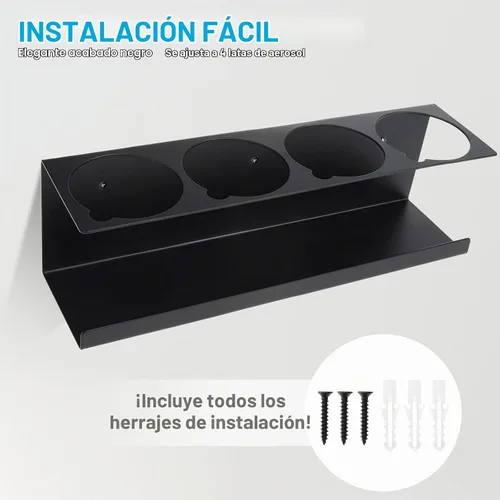 Vista 7 de RealPlus Soporte para latas de aerosol, organizador de 4 latas, soporte de acero resistente montado en la pared para garaje y espacio de trabajo