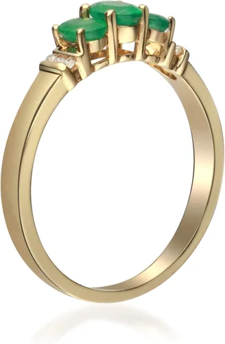 Vista 2 de Gin & Grace Anillo de compromiso de oro amarillo de 14 quilates con diamantes de esmeralda natural (I1, I2) para mujer