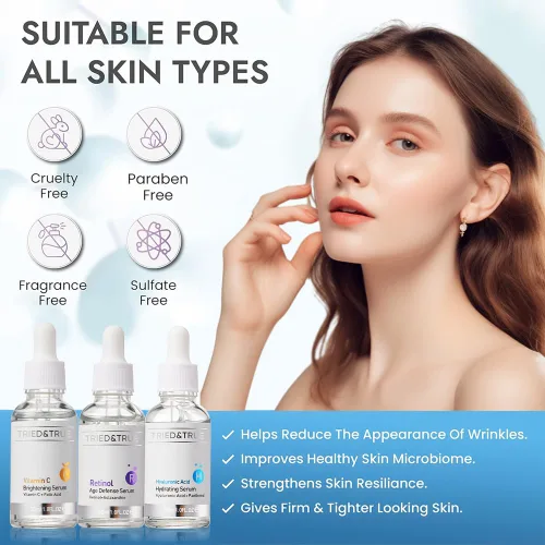 Vista 3 de The Ageless Beauty Kit - Suero de retinol, suero de vitamina C y suero de ácido hialurónico, iluminador de la piel, antienvejecimiento, kit