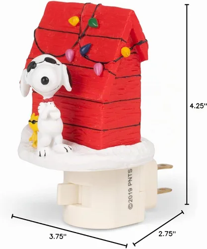 Vista 7 de Peanuts - Casa de perro de Navidad con luz nocturna fresca de Snoopy Joe de 4.25 pulgadas de alto