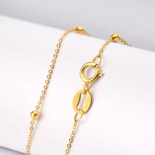 Vista 4 de Pulseras sólidas de oro de 14 K, 18 quilates para mujeres, pulsera fina de oro real
